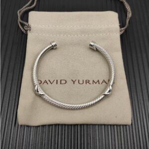 David Yurman Silver Twisted Cable Open Cuff Bracelet